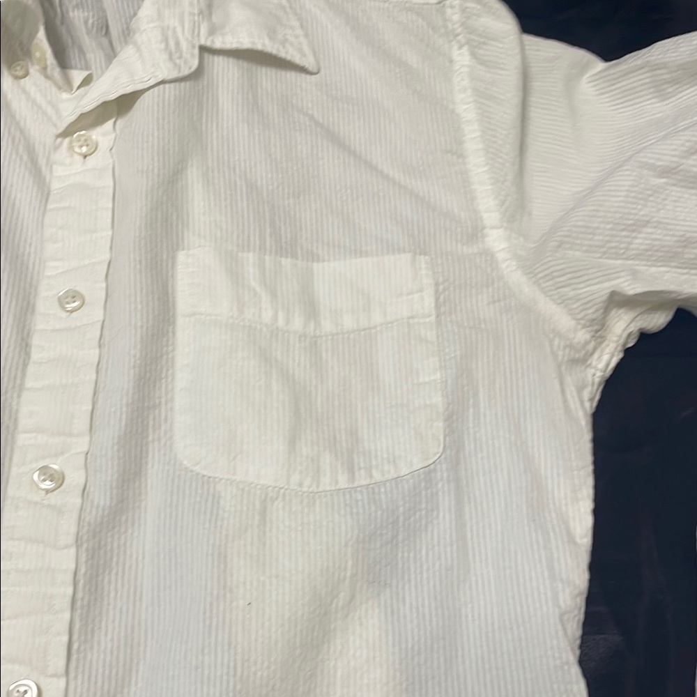 J. Crew White Casual Button Down Shirt with Long Sleeves and Textured Weave - Picture 4 of 8